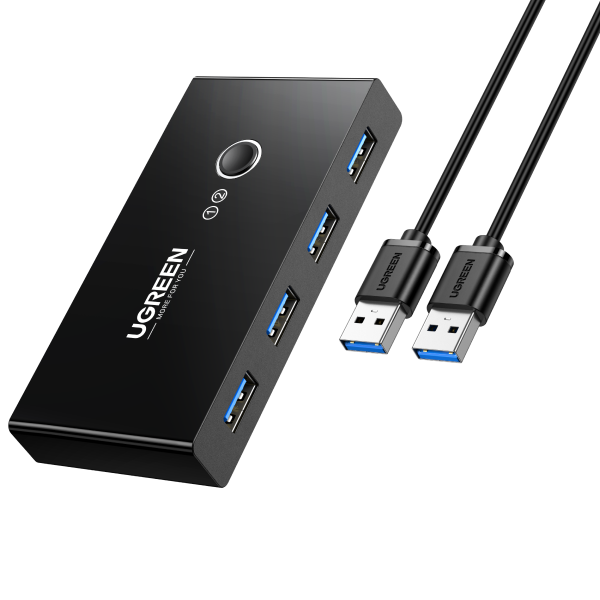 Ugreen USB 3.0 4-Port Switch With 2 Pack USB Male Cable