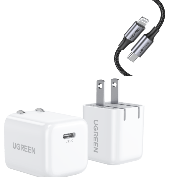 Ugreen 20W USB C Fast Charger (2 Pack) With USB-C to Lightning Fast-Charging Cable